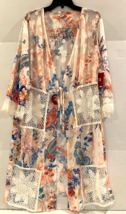 New Reba Women&#39;s Meadow &amp; Crochet Mix Kimono Beach Cover Up Multicolor L... - $45.53