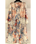 New Reba Women&#39;s Meadow &amp; Crochet Mix Kimono Beach Cover Up Multicolor L... - $61.84 CAD