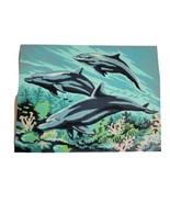 Vintage Hand Painting Animals Group of Dolphins 12&quot; x 9&quot; Dolphin - £27.17 GBP