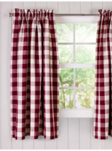 Plaid curtain panel checked red white 63&quot;L x 45&quot;W farmhouse rod pocket 1 Piece - £38.54 GBP