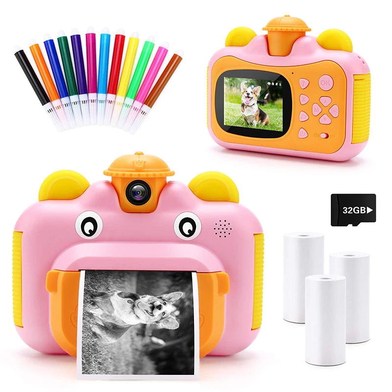 Kids Camera Instant Print Digital 1080P HD Video Photo Selfie Camera with - £12.28 GBP+