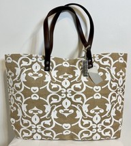 Von Maur Women&#39;s Decorated Burlap Tote Bag NWT - £11.38 GBP