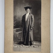 c1900 Cabinet Card Woman Hat Overcoat Portrait Photo W A Keagey Dunganno... - $34.95