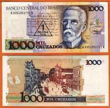 BRAZIL ND (1989) UNC 1 Cruzado Novo Banknote Paper Money Bill P- 216 Overprint  - $1.25