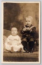 RPPC Adorable Hanson Boys Brothers Look of Shock on Little One Postcard G21 - £11.54 GBP