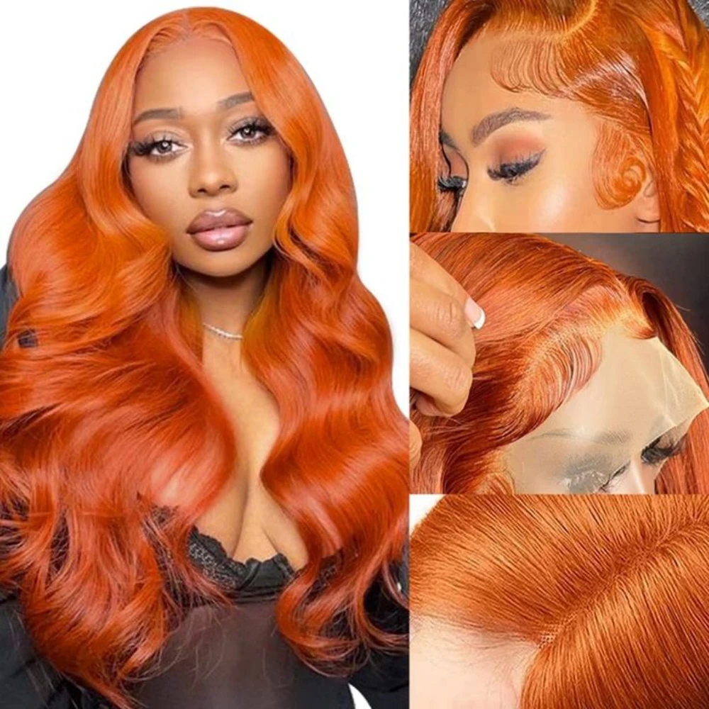 Halloween Ginger Lace Front Wigs For Women Body Wave Synthetic Frontal Gluele - £29.82 GBP+