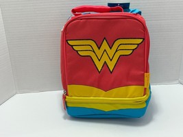 Kids Insulated Reusable Double Compartment Lunch Bag Wonder Woman &amp; Cape - £7.83 GBP