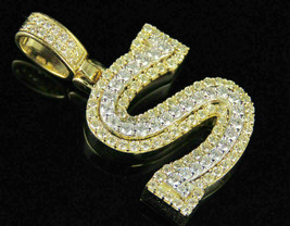 &quot; S &quot; Initialen Eigener 2CT Künstlicher Diamant Anhänger 14K Gelb Vergoldet - £105.02 GBP