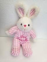 Dan Dee Jesus Loves Me Bunny Plush Stuffed Animal Pink White Gingham - £13.85 GBP