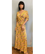 GIBSON &amp; LATIMER Stretch Yellow Maxi Flower Print Dress Size 2XL NWT - $1,501.54 MXN