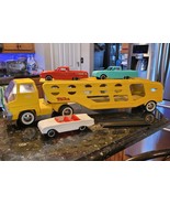 Vintage 1960s Tonka Car Carrier Hauler Yellow 3 Cars Ford Ranchero Falco... - $406.77 CAD