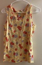 Enchanting Women’s Pajama Tank Top S Small Bust 34” Yellow Floral Print Nee - $7.60