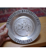 PEWTREX Alphabet &amp; Numbers Baby Pewter Decorative Plate, Lion, Giraffe, ... - £19.86 GBP