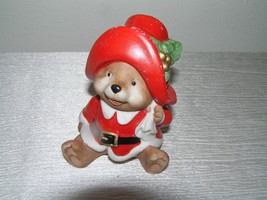 Estate Homco Porcelain Christmas Holiday Santa Paddington Like Teddy Bear - £6.73 GBP
