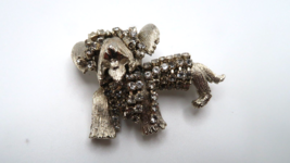 Vintage Shaggy Dog Rhinestone Brooch 4.2cm BB10 - £38.13 GBP