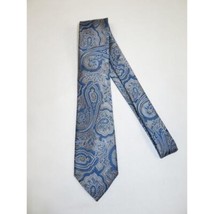 Men's 100% Silk Necktie By Bruno Piattelli Paisley Floral Fancy BP2 Blue Gray image 2