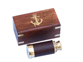 [Pack Of 2] Deluxe Class Scout&#39;s Brass - Leather Spyglass Telescope 7&quot; w... - £56.40 GBP