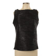 IC by CONNIE K Sleeveless Shirt Art to Wear Blouse Black Top Textured Large - £38.73 GBP
