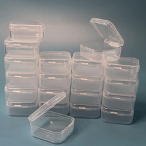 Wotermly 20 Pcs Small Plastic Boxes Mini Square Plastic Clear Storage Containers - $12.17