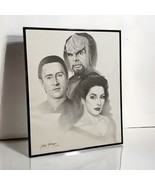 Star Trek Gary Saderup Art Print Litho Data Worf Troi Sketch Framed Signed 1993 - $91.99