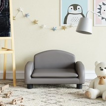 vidaXL Kids Sofa Grey Faux leather, solid pine wood, foam Mini Durable - $116.33