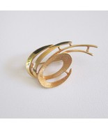 Coro Goldtone Brooch Shiny And Brushed Metal Loops Swirls Abstract Signe... - £23.47 GBP