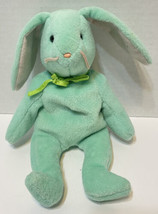 Vintage 1996 TY Beanie Babies Retired Hippity Rabbit Easter Plush Mint Green 7&quot; - £7.54 GBP