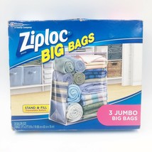 Ziploc Storage Bags, Double Zipper Seal &amp; Expandable Bottom, Jumbo, 3 Count, Big - £18.87 GBP