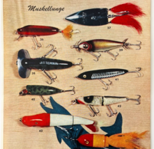 1949 Muskellunge Fishing Lures Advertisement Jitterbug Musky Bait Vintag... - €17,11 EUR