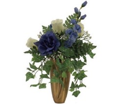 Rose Delphinium Baby&#39;s Breath Ivy Bouquet For Crypt Or Mausoleum - £29.88 GBP