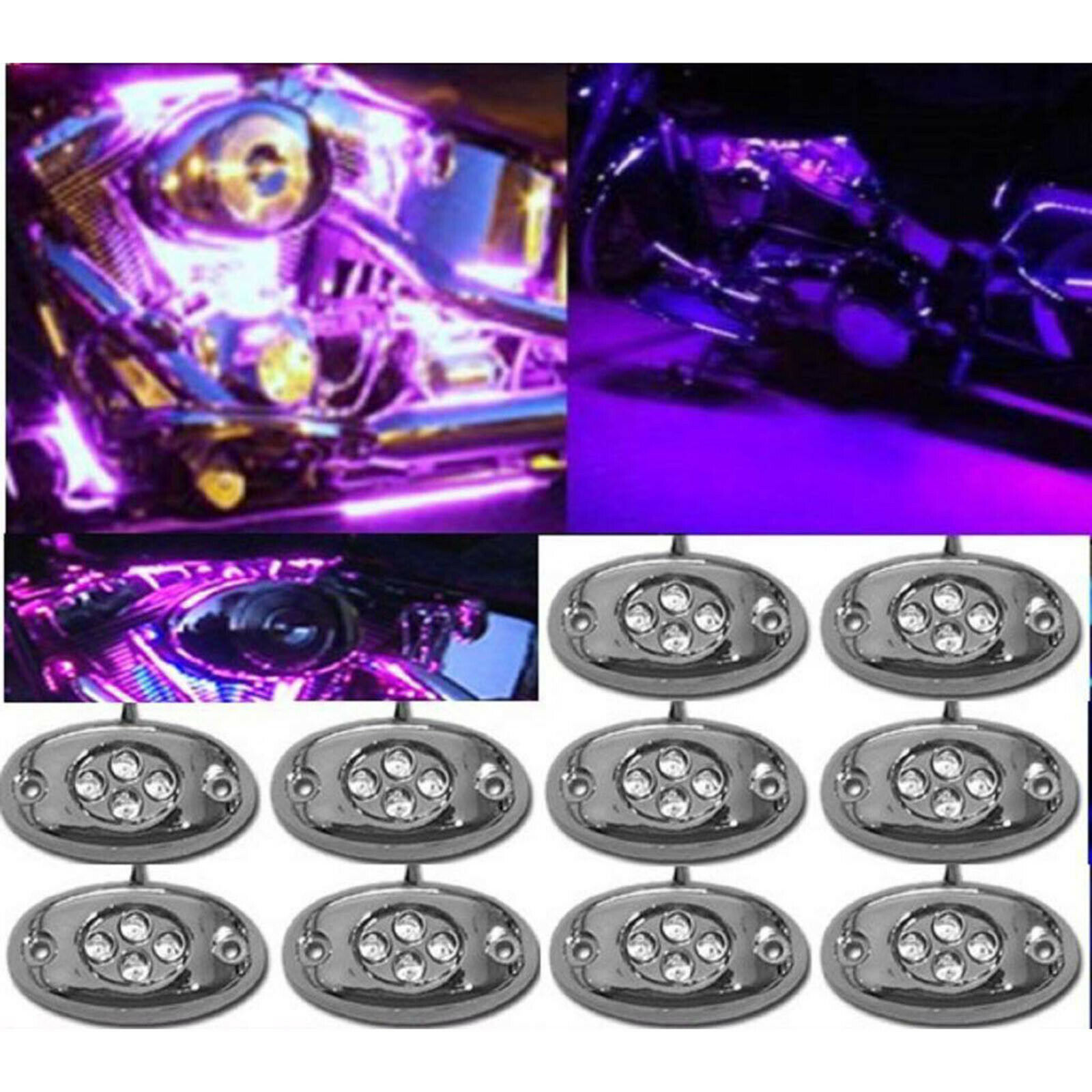 Led Module For Motorcycle 10 Purple LED Chrome Accent Module Motorcycle Chopper Frame Neon Glow ...