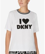 NWT DKNY Ringer Pajama T-Shirt White Black - Medium - MSRP $44.00 - £10.11 GBP