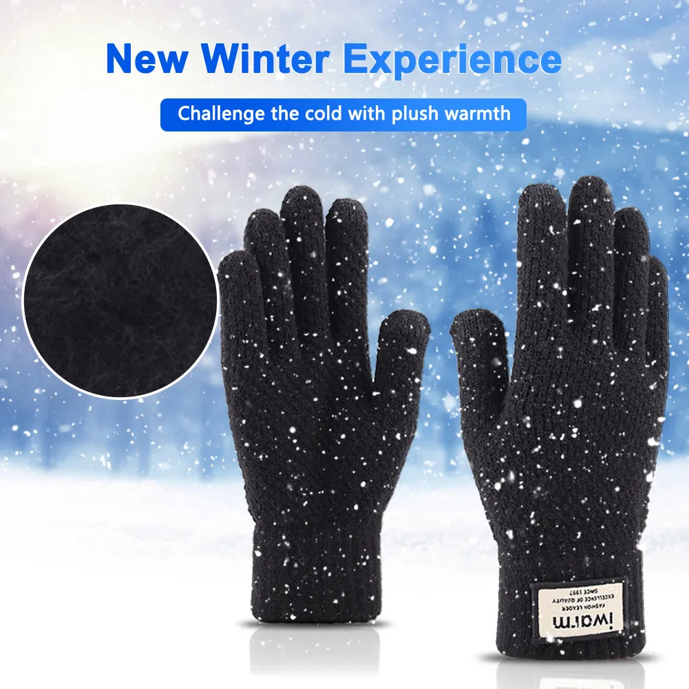 1Pair Touch Screen Elastic Man Knitted Gloves Male Winter Warm Hand Warmer - £10.11 GBP