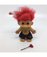 Vintage Russ Troll Doll 8” Red Hair &quot;I Love You&quot; Black Shorts Valentine - £12.99 GBP