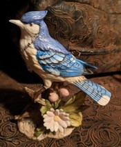 Homco Blue Jay Porcelain Figurine 1445 Hand Painted Decorative Bird 6" - £13.46 GBP