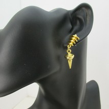 Vintage 1980&#39;s Metal Dangling Spike Gold Tone NOS Tacoa Pierced Stud Earrings - £14.67 GBP