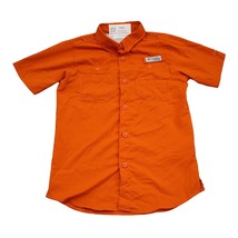 Columbia Shirt Mens M Vibrant Orange Short Sleeve Button Up Casual Colla... - $19.68