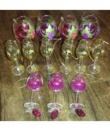 Wine GLASS Christmas Tree Ornaments 13pc Lot Grape Vine Theme - $69.35 CAD