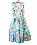 Robbie Bee Vintage 1980’s Blue Floral Sleeveless Scoop Neck Belted Dress... - $62.74 CAD