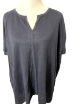 Talbots Woman Petites Navy V Neck Short Sleeve Linen Sweater 3Xp - £14.53 GBP