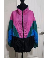 Vintage &#39;80s &#39;90s Parachute Windbreaker Retro Multicolor Jacket Womens S... - $48.02 CAD