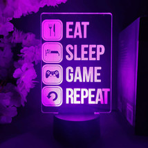 Fashion Desk Eat Sleep Game Repeat Neon Effect Lave Lamp Cool 3D Illusio... - $11.55+