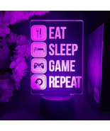 Fashion Desk Eat Sleep Game Repeat Neon Effect Lave Lamp Cool 3D Illusio... - $11.55+