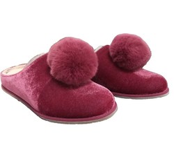 BEARPAW Tango Women&#39;s Slippers Rose Pink Shoes Pom Pom Fur Girls Size 5 AW17 - £12.60 GBP