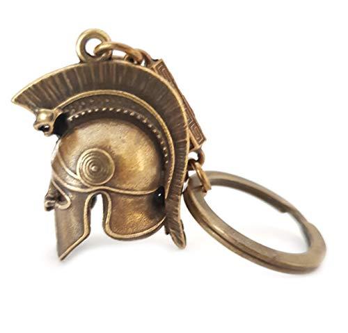 Iconsgr Key Ring Ancient Spartan Soldier Battle Helmet Baring a Snake Keychain