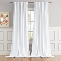 Dualife Pure White Curtains 120 Inch Length Back Tab/Rod Pocket, Set Of 2 Panels - £48.27 GBP