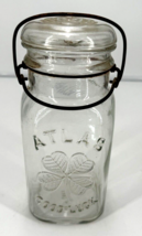 Vintage Atlas Clear Good Luck Mason Jar Quart - £12.43 GBP
