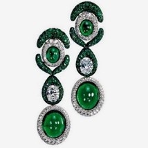 Luxury Dangle Earrings Trendy Shiny Green CZ Full Mirco Paved Cubic Zircon Naija - £43.80 GBP