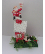 Vintage 1960s  Santa on Chimney of Brick House with Greenery and Bells B... - $754.11 MXN