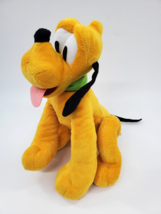 Disney Pluto Yellow Puppy Dog w Tongue Out Plush 10&quot;  Stuffed Just Play Toy B314 - £11.76 GBP
